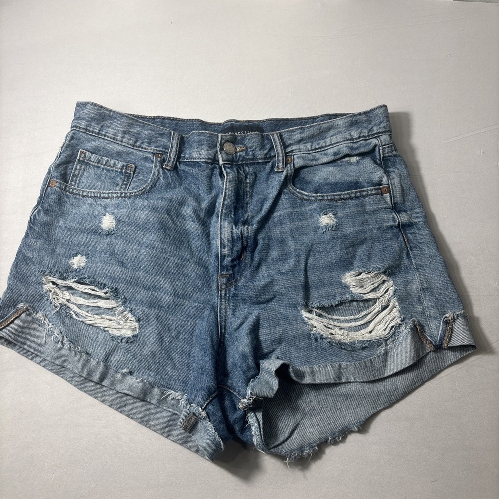 Aeropostale Mom Shorts Size 14 Light Blue Ripped Distressed Cuffed Shorts
